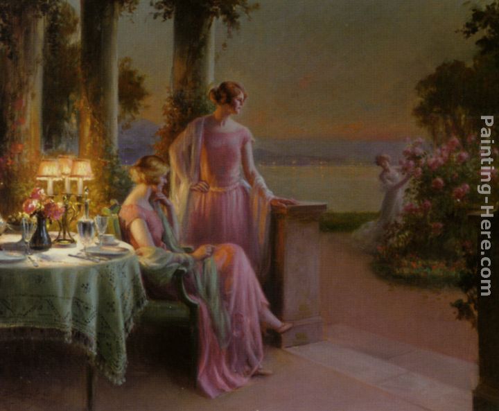 Elegant Ladies Taking Tea painting - Delphin Enjolras Elegant Ladies Taking Tea art painting
